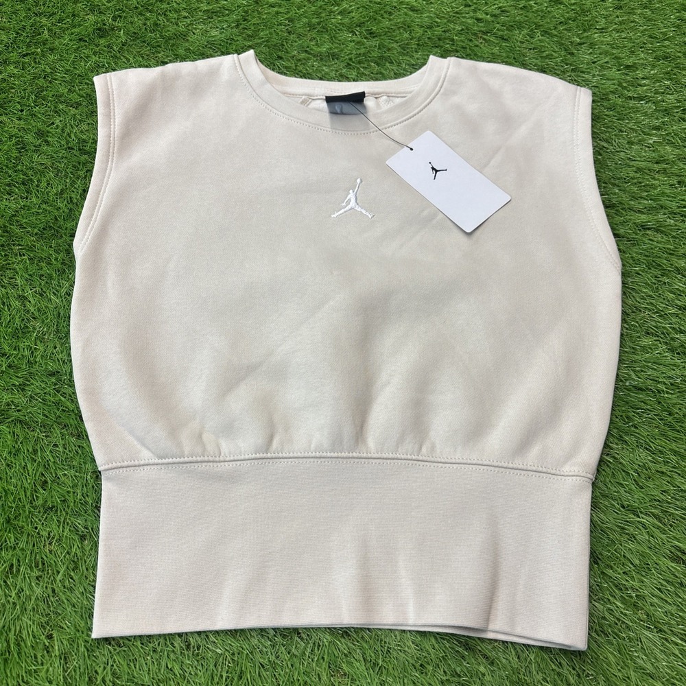 Jordan Girls Sleeveless Fleece Top Beige Jumpman Logo‎ Size M 10-12Y NWT